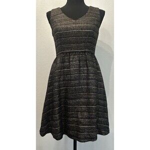 Moulinette Soeurs Anthropologie Glissade Dress Gold Black Metallic Tweed Size 0P